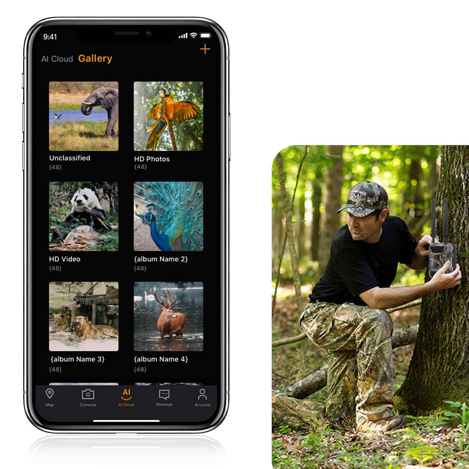 WingHome Cámara de rastro celular 4G accesorio de caza de vida silvestre  Scouting Farm Monotoring Cam con teléfono aplicación y tarjeta SIM+soporte